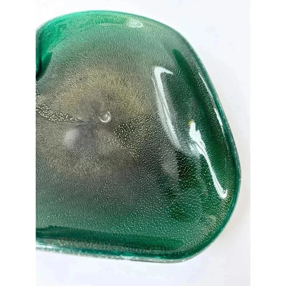 Green Murano Vamasa Barbini Italian Made Hand Blown Glass Heart Shaped Bowl - Picture 6 of 7